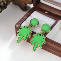 1 Pair Casual Elegant Leaf Flower Plating Alloy Drop Earrings sku image 3