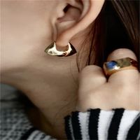 1 Pair Casual Geometric Brass 18K Gold Plated Hoop Earrings main image 4