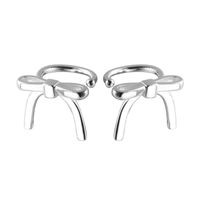 1 Pair Simple Style Bow Knot Plating Sterling Silver Ear Cuffs Ear Studs sku image 2