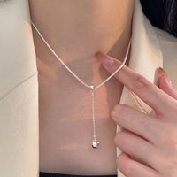 Sterling Silver Simple Style Plating Ball Pendant Necklace main image 1