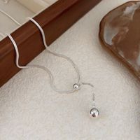Sterling Silver Simple Style Plating Ball Pendant Necklace main image 4