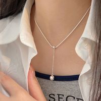 Sterling Silver Simple Style Plating Ball Pendant Necklace main image 2