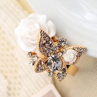 Exaggerated Bohemian Rose Butterfly Rhinestones Alloy Wholesale Open Rings sku image 1