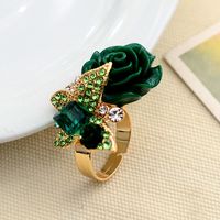 Exaggerated Bohemian Rose Butterfly Rhinestones Alloy Wholesale Open Rings sku image 3