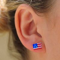 A Pack Of 2 Pairs Simple Style Geometric National Flag Star Printing Arylic Ear Studs main image 3