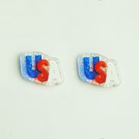 A Pack Of 2 Pairs Simple Style Geometric National Flag Star Printing Arylic Ear Studs sku image 3