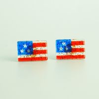 A Pack Of 2 Pairs Simple Style Geometric National Flag Star Printing Arylic Ear Studs sku image 2