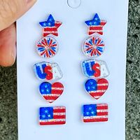 A Pack Of 2 Pairs Simple Style Geometric National Flag Star Printing Arylic Ear Studs main image 1