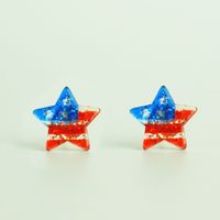 A Pack Of 2 Pairs Simple Style Geometric National Flag Star Printing Arylic Ear Studs sku image 4