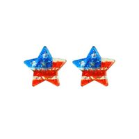 A Pack Of 2 Pairs Simple Style Geometric National Flag Star Printing Arylic Ear Studs main image 4