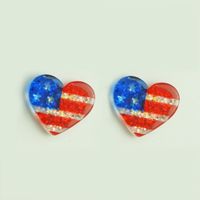 A Pack Of 2 Pairs Simple Style Geometric National Flag Star Printing Arylic Ear Studs sku image 5