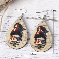 1 Pair Casual Retro National Flag Water Droplets Eagle Wood Drop Earrings main image 2
