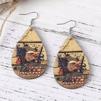 1 Pair Casual Retro National Flag Water Droplets Eagle Wood Drop Earrings main image 3