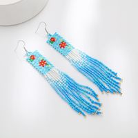 1 Pair Bohemian Flower Beaded Tassel Seed Bead Drop Earrings main image 5