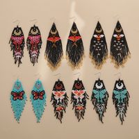 1 Pair Bohemian Bee Butterfly Beaded Tassel Seed Bead Drop Earrings main image 6