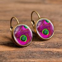 1 Pair Casual Simple Style Animal Round Plating Inlay Alloy Glass Earrings sku image 5