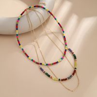 Bohemian Geometric Semi-precious Stone Turquoise Gold Plated Layered Necklaces In Bulk main image 6