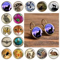 1 Pair Casual Simple Style Animal Round Plating Inlay Alloy Glass Earrings main image 1