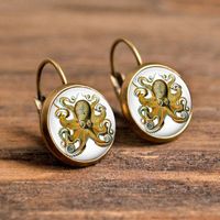 1 Pair Casual Simple Style Animal Round Plating Inlay Alloy Glass Earrings sku image 8