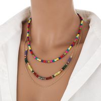 Bohemian Geometric Semi-precious Stone Turquoise Gold Plated Layered Necklaces In Bulk main image 1