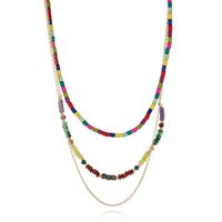 Bohemian Geometric Semi-precious Stone Turquoise Gold Plated Layered Necklaces In Bulk main image 5