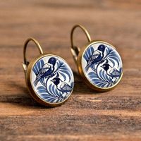 1 Pair Casual Simple Style Animal Round Plating Inlay Alloy Glass Earrings sku image 14