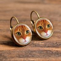 1 Pair Casual Simple Style Animal Round Plating Inlay Alloy Glass Earrings sku image 6