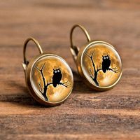 1 Pair Casual Simple Style Animal Round Plating Inlay Alloy Glass Earrings sku image 7