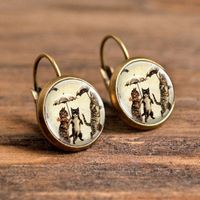 1 Pair Casual Simple Style Animal Round Plating Inlay Alloy Glass Earrings sku image 15