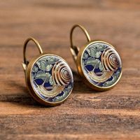 1 Pair Casual Simple Style Animal Round Plating Inlay Alloy Glass Earrings sku image 11