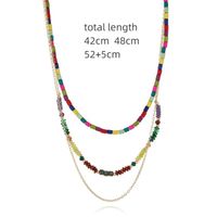 Bohemian Geometric Semi-precious Stone Turquoise Gold Plated Layered Necklaces In Bulk main image 2