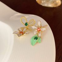 1 Pair Simple Style Flower Inlay Copper Pearl Ear Studs sku image 33