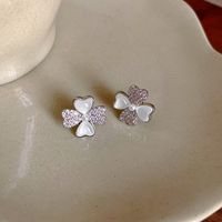 1 Pair Simple Style Flower Inlay Copper Pearl Ear Studs sku image 78
