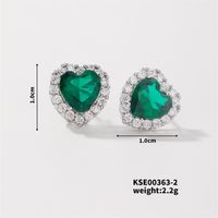 1 Pair Simple Style Heart Shape Plating Inlay Copper Zircon Rhodium Plated Ear Studs sku image 2