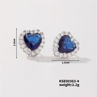 1 Pair Simple Style Heart Shape Plating Inlay Copper Zircon Rhodium Plated Ear Studs sku image 4