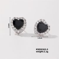 1 Pair Simple Style Heart Shape Plating Inlay Copper Zircon Rhodium Plated Ear Studs sku image 5