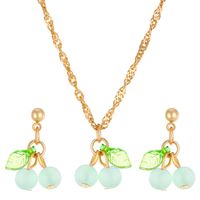 Wholesale Jewelry Simple Style Cherry Plastic Resin 14k Gold Plated Plating Earrings Necklace sku image 2