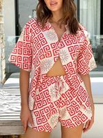 Daily Beach Women's Vacation Sun Fruit Linen Polyester Hemp Printing Pants Sets Shorts Sets main image 3