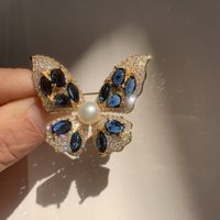 Lady Butterfly Copper Plating Inlay Zircon Women's Brooches sku image 5