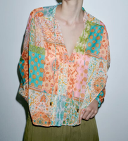 Women's Blouse Long Sleeve Blouses Tassel Streetwear Color Block main image 1