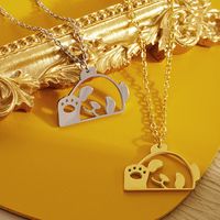 304 Stainless Steel 18K Gold Plated Simple Style Classic Style Plating Hollow Out Animal Little Bear Bee Pendant Necklace main image 5