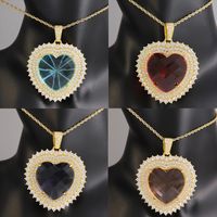 304 Stainless Steel 18K Gold Plated Hip-Hop Luxurious Plating Inlay Heart Shape Glass Stone Zircon Pendant Necklace main image 1