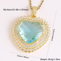 304 Stainless Steel 18K Gold Plated Hip-Hop Luxurious Plating Inlay Heart Shape Glass Stone Zircon Pendant Necklace main image 8