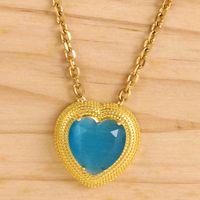 304 Stainless Steel 18K Gold Plated Elegant Basic Lady Plating Inlay Heart Shape Glass Stone Zircon Pendant Necklace sku image 2