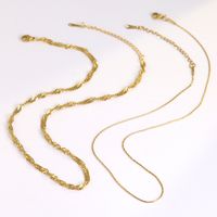 304 Stainless Steel 18K Gold Plated Retro Punk Cool Style Plating Solid Color Double Layer Necklaces main image 2