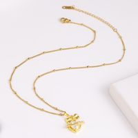 304 Stainless Steel Copper 18K Gold Plated Sweet Shiny Plating Inlay Heart Shape Bow Knot Zircon Pendant Necklace main image 3