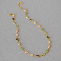 Simple Style Classic Style Geometric Artificial Crystal Organic Glass Copper Inlay Natural Stone Women's Necklace main image 1