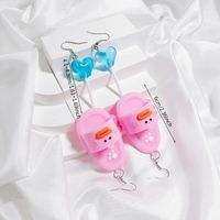 1 Pair 2 Pairs Sweet Classic Style Slippers Heart Shape Candy Three-dimensional Synthetic Resin Soft Clay Copper Alloy Drop Earrings sku image 4