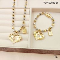 Stainless Steel Casual Simple Style Classic Style Plating Heart Shape Bracelets Necklace sku image 26