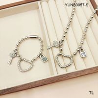 Stainless Steel Casual Simple Style Classic Style Plating Heart Shape Bracelets Necklace sku image 22